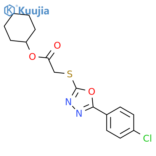 <br>[5-(4-Chloro-phenyl)-[1,3,4]oxadiazol-2-ylsulfanyl]-acetic acid cyclohexyl  ester structure
