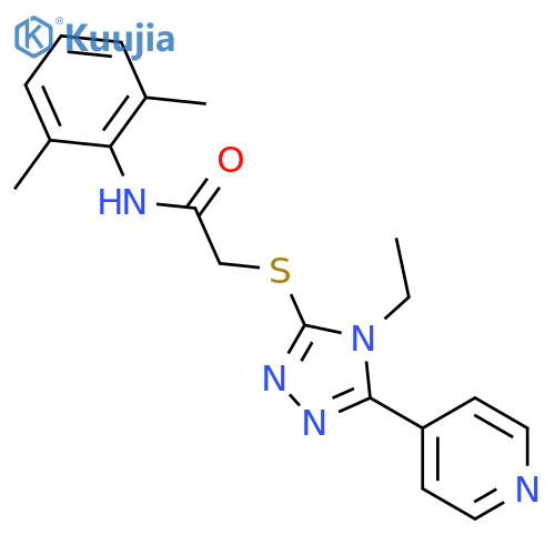N-(2,6-dimethylphenyl)-2-{[4-ethyl-5-(4-pyridinyl)-4H-1,2,4-triazol-3-yl]sulfanyl}acetamide structure