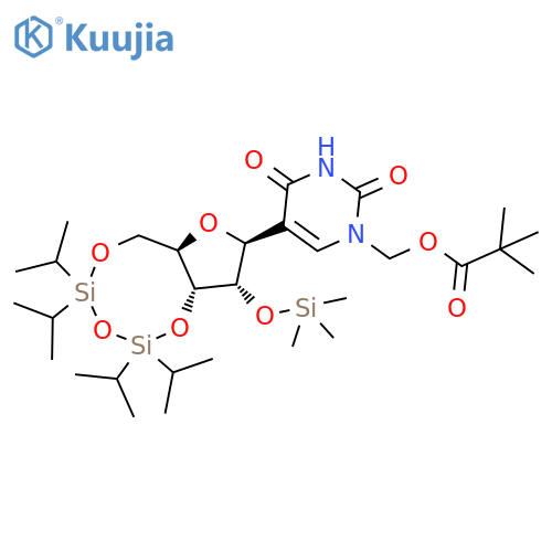 Propanoic acid, 2,2-dimethyl-, [3,4-dihydro-2,4-dioxo-5-[3,5-O-[1,1,3,3-tetrakis(1-methylethyl)-1,3-disiloxanediyl]-2-O-(trimethylsilyl)-β-D-ribofuranosyl]-1(2H)-pyrimidinyl]methyl ester (9CI) structure