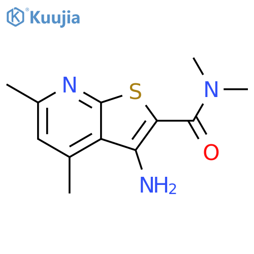 3-amino-N,N,4,6-tetramethylthieno[2,3-b]pyridine-2-carboxamide structure