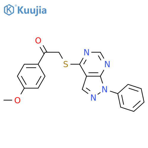 1-(4-methoxyphenyl)-2-({1-phenyl-1H-pyrazolo[3,4-d]pyrimidin-4-yl}sulfanyl)ethan-1-one structure