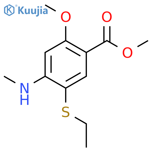 Benzoic acid, 5-(ethylthio)-2-methoxy-4-(methylamino)-, methyl ester structure