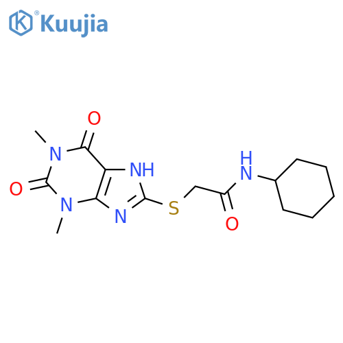 N-cyclohexyl-2-(1,3-dimethyl-2,6-dioxo-2,3,6,9-tetrahydro-1H-purin-8-yl)sulfanylacetamide structure