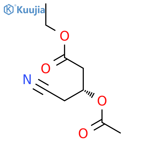 Butanoic acid, 3-(acetyloxy)-4-cyano-, ethyl ester, (3R)- structure