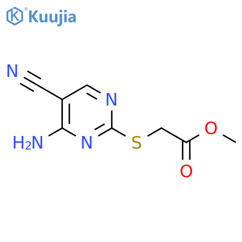 methyl 2-(4-amino-5-cyanopyrimidin-2-yl)sulfanylacetate structure