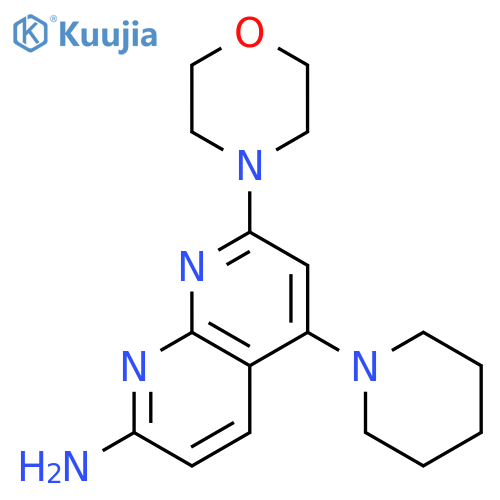 1,8-Naphthyridin-2-amine, 7-(4-morpholinyl)-5-(1-piperidinyl)- structure