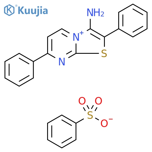 3-amino-2,7-diphenyl-4-1,3thiazolo3,2-apyrimidin-4-ylium benzenesulfonate structure