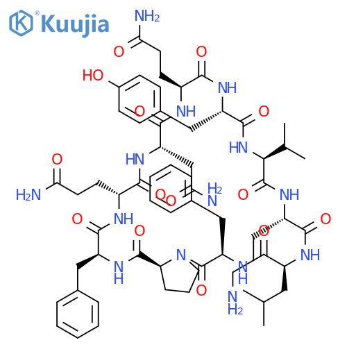 CYCLO(L-ASPARAGINYL-L-GLUTAMINYL-L-TYROSYL-L-VALYL-L-ORNITHYL-L-LEUCYL-D-PHENYLALANYL-L-PROLYL-L-PHENYLALANYL-D-GLUTAMINYL) structure