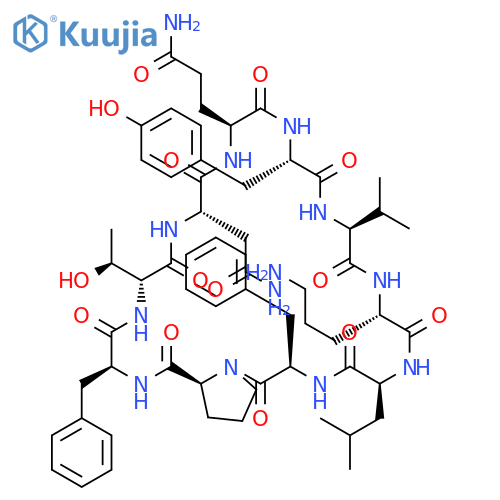 CYCLO(L-ASPARAGINYL-L-GLUTAMINYL-L-TYROSYL-L-VALYL-L-ORNITHYL-L-LEUCYL-D-PHENYLALANYL-L-PROLYL-L-PHENYLALANYL-D-THREONYL) structure