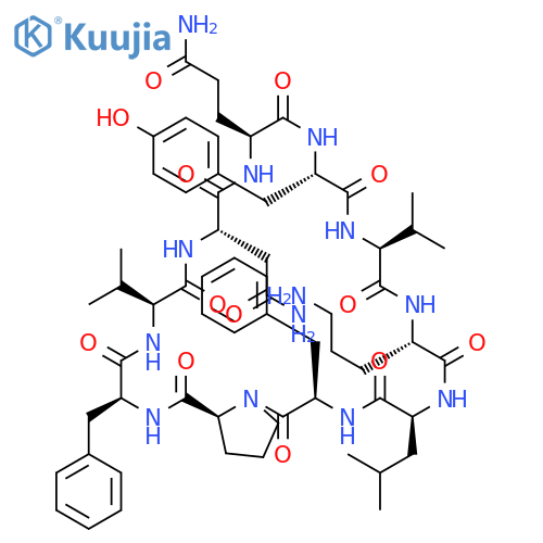 CYCLO(L-ASPARAGINYL-L-GLUTAMINYL-L-TYROSYL-L-VALYL-L-ORNITHYL-L-LEUCYL-D-PHENYLALANYL-L-PROLYL-L-PHENYLALANYL-L-VALYL) structure