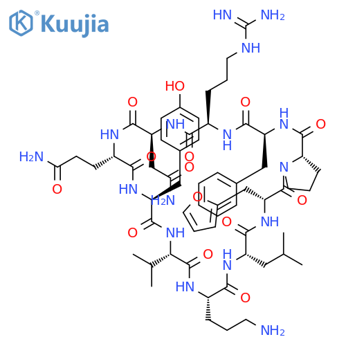 Cyclo[3-(2-furanyl)-D-alanyl-L-prolyl-L-phenylalanyl-D-arginyl-L-asparaginyl-L-glutaminyl-L-tyrosyl-L-valyl-L-ornithyl-L-leucyl] structure
