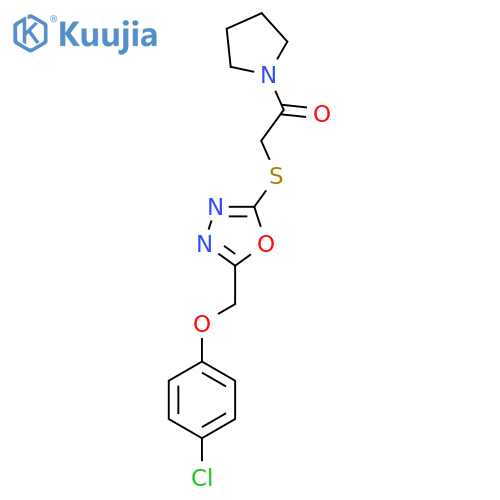 2-({5-(4-chlorophenoxy)methyl-1,3,4-oxadiazol-2-yl}sulfanyl)-1-(pyrrolidin-1-yl)ethan-1-one structure