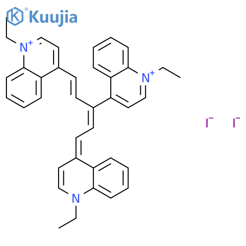 Quinolinium,4,4'-[3-[(1-ethyl-4(1H)-quinolinylidene)ethylidene]-1-propene-1,3-diyl]bis[1-ethyl-,iodide (1:2) structure