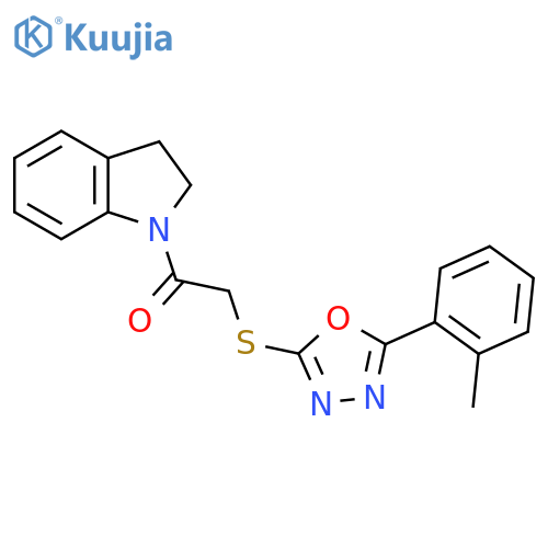 1-(2,3-dihydro-1H-indol-1-yl)-2-{5-(2-methylphenyl)-1,3,4-oxadiazol-2-ylsulfanyl}ethan-1-one structure