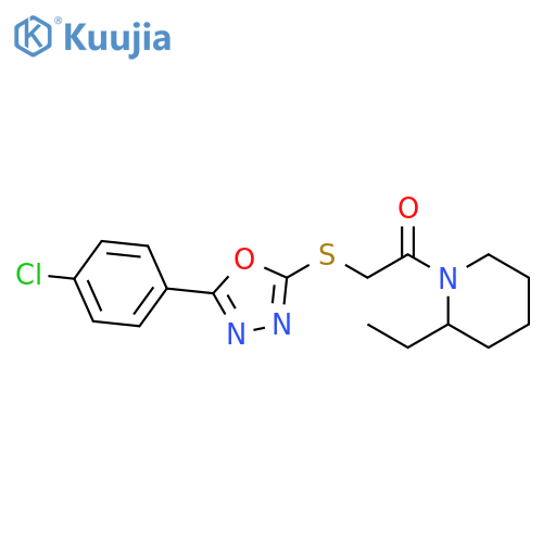2-{5-(4-chlorophenyl)-1,3,4-oxadiazol-2-ylsulfanyl}-1-(2-ethylpiperidin-1-yl)ethan-1-one structure
