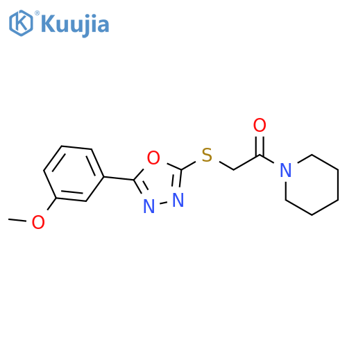 2-{[5-(3-methoxyphenyl)-1,3,4-oxadiazol-2-yl]sulfanyl}-1-(piperidin-1-yl)ethan-1-one structure
