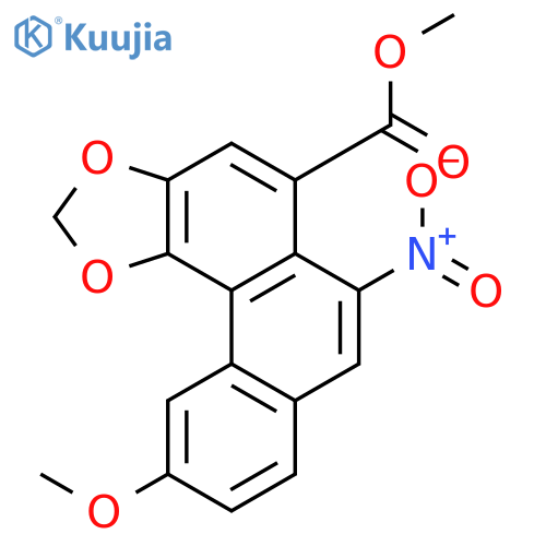 10-methoxy-6-nitro-phenanthro[3,4-d][1,3]dioxole-5-carboxylic acid methyl ester structure