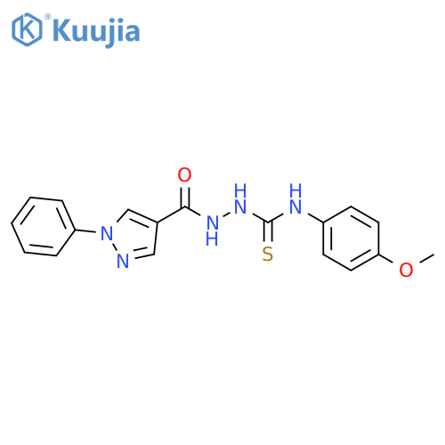 1H-Pyrazole-4-carboxylic acid, 1-phenyl-, 2-[[(4-methoxyphenyl)amino]thioxomethyl]hydrazide structure