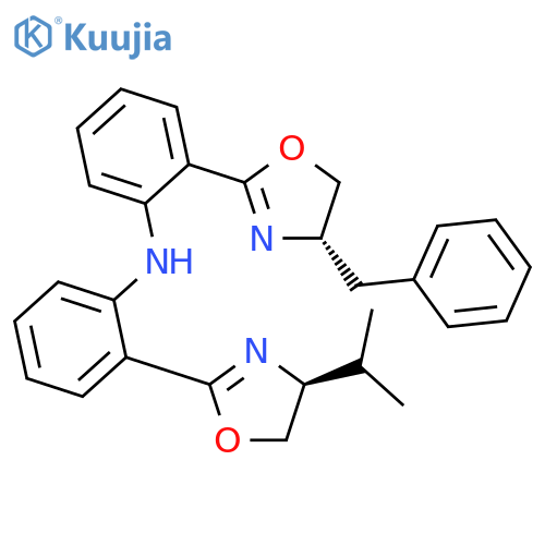 Benzenamine, 2-[(4S)-4,5-dihydro-4-(1-methylethyl)-2-oxazolyl]-N-[2-[(4S)-4,5-dihydro-4-(phenylmethyl)-2-oxazolyl]phenyl]- structure