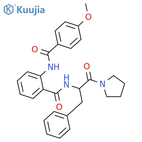 <br>2-(4-methoxybenzamido)-N-(1-oxo-3-phenyl-1-(pyrrolidin-1-yl)propan-2-yl)ben zamide structure
