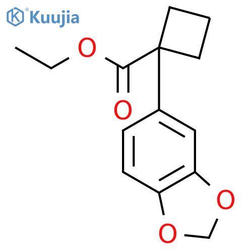 Cyclobutanecarboxylic acid, 1-(1,3-benzodioxol-5-yl)-, ethyl ester structure