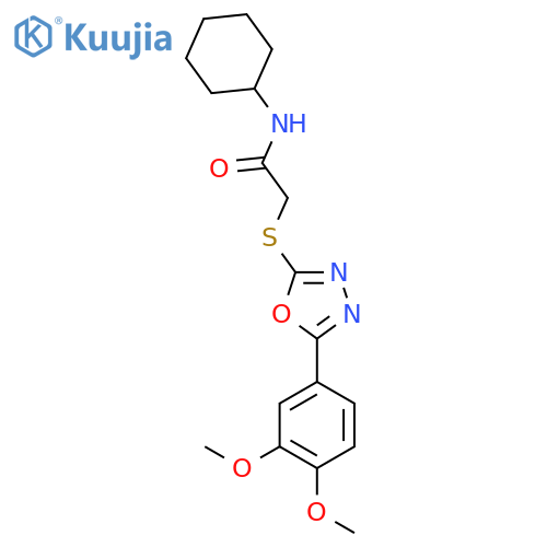 N-cyclohexyl-2-{5-(3,4-dimethoxyphenyl)-1,3,4-oxadiazol-2-ylsulfanyl}acetamide structure