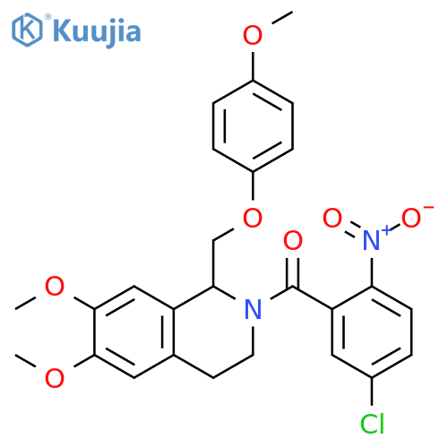 2-(5-chloro-2-nitrobenzoyl)-6,7-dimethoxy-1-(4-methoxyphenoxy)methyl-1,2,3,4-tetrahydroisoquinoline structure
