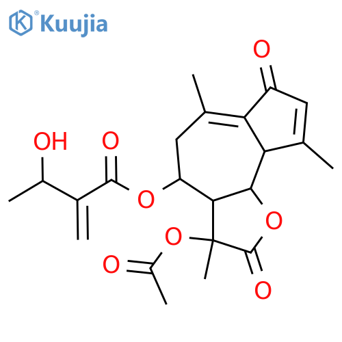 8,11-Dihydroxy-2-oxo-1(10),3-guaiadien-12,6-olide; (5β,6β,8α,11αOH)-form, 8-O-(3-Hydroxy-2-methylenebutanoyl), 11-Ac structure