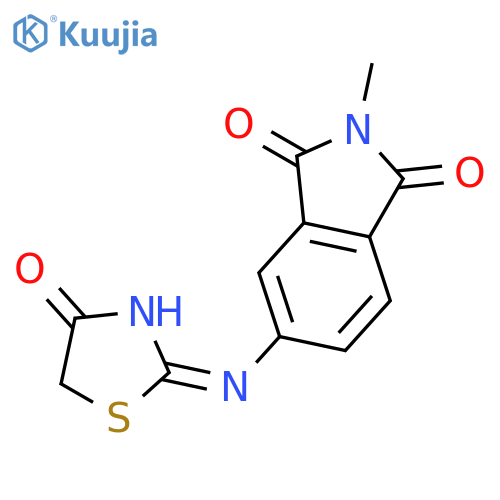 2-methyl-5-(4-oxo-1,3-thiazolidin-2-ylidene)amino-2,3-dihydro-1H-isoindole-1,3-dione structure
