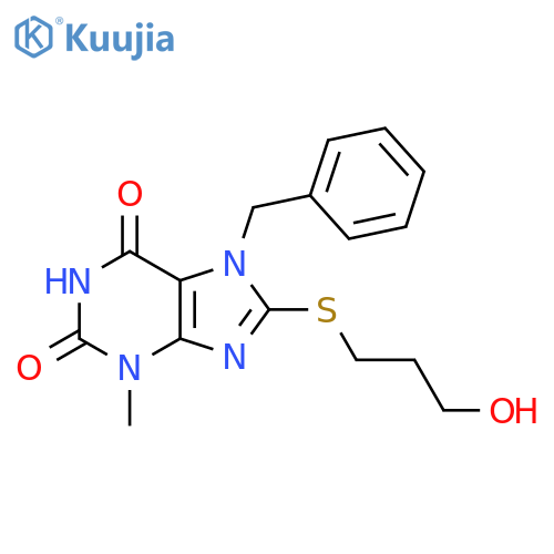 7-benzyl-8-(3-hydroxypropyl)sulfanyl-3-methyl-2,3,6,7-tetrahydro-1H-purine-2,6-dione structure