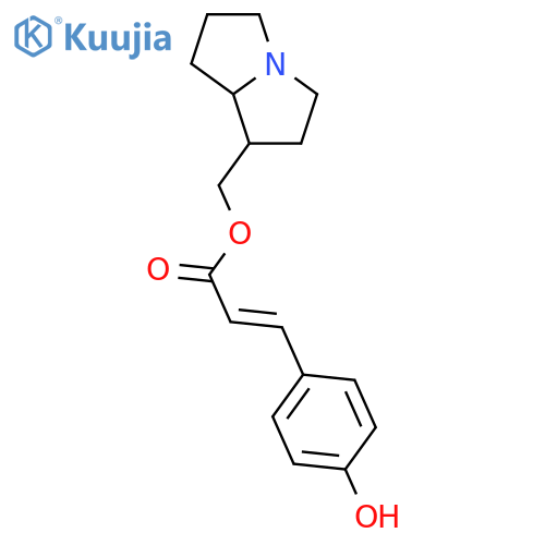 (1R,7aR)-hexahydro-1H-pyrrolizin-1-ylmethyl (2E)-3-(4-hydroxyphenyl)prop-2-enoate structure