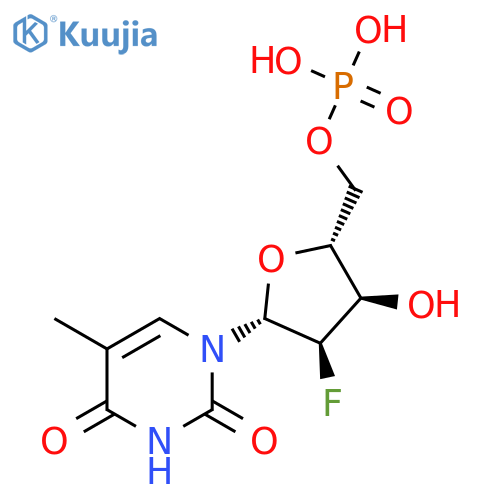 [(2R,3R,4R,5R)-4-fluoro-3-hydroxy-5-(5-methyl-2,4-dioxo-pyrimidin-1-yl)tetrahydrofuran-2-yl]methyl dihydrogen phosphate structure