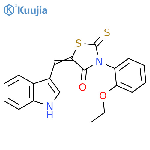(5Z)-3-(2-ethoxyphenyl)-5-(1H-indol-3-yl)methylidene-2-sulfanylidene-1,3-thiazolidin-4-one structure