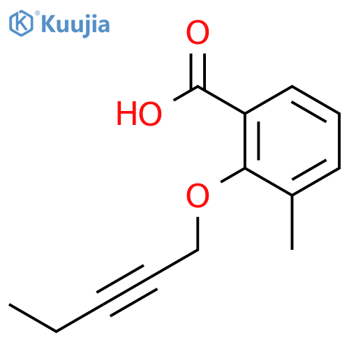 Benzoic acid, 3-methyl-2-(2-pentynyloxy)- structure