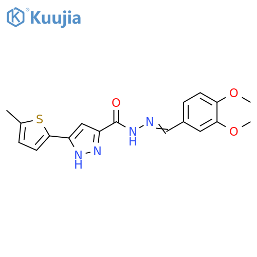 N'-(1E)-(3,4-dimethoxyphenyl)methylidene-3-(5-methylthiophen-2-yl)-1H-pyrazole-5-carbohydrazide structure
