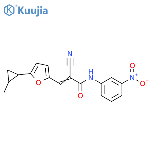(2E)-2-cyano-3-[5-(2-methylcyclopropyl)furan-2-yl]-N-(3-nitrophenyl)prop-2-enamide structure