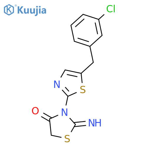 3-{5-(3-chlorophenyl)methyl-1,3-thiazol-2-yl}-2-imino-1,3-thiazolidin-4-one structure