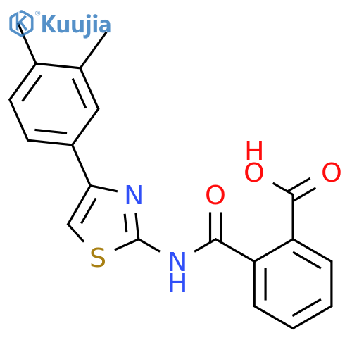 Benzoic acid, 2-[[[4-(3,4-dimethylphenyl)-2-thiazolyl]amino]carbonyl]- structure