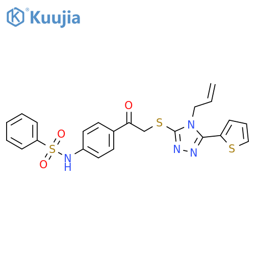 N-4-(2-{4-(prop-2-en-1-yl)-5-(thiophen-2-yl)-4H-1,2,4-triazol-3-ylsulfanyl}acetyl)phenylbenzenesulfonamide structure