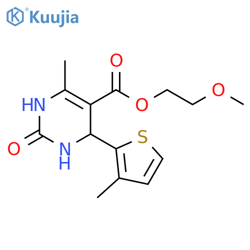 2-methoxyethyl 6-methyl-4-(3-methylthiophen-2-yl)-2-oxo-1,2,3,4-tetrahydropyrimidine-5-carboxylate structure