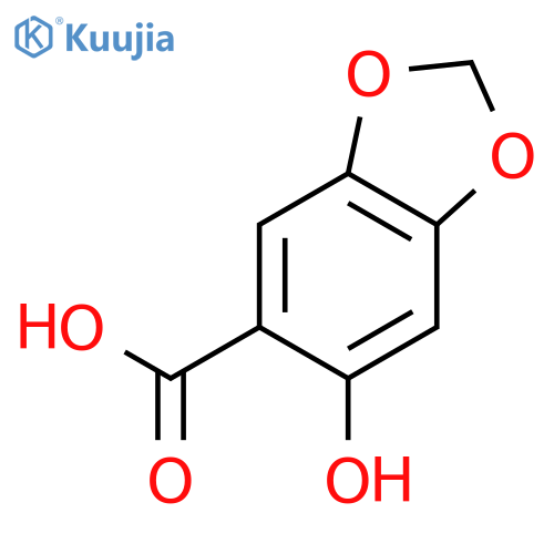1,3-BENZODIOXOLE-5-CARBOXYLIC ACID, 6-HYDROXY- structure