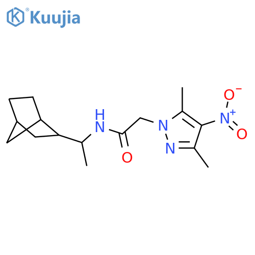 <br>N-(1-bicyclo[2.2.1]hept-2-ylethyl)-2-(3,5-dimethyl-4-nitro-1H-pyrazol-1-yl) acetamide structure