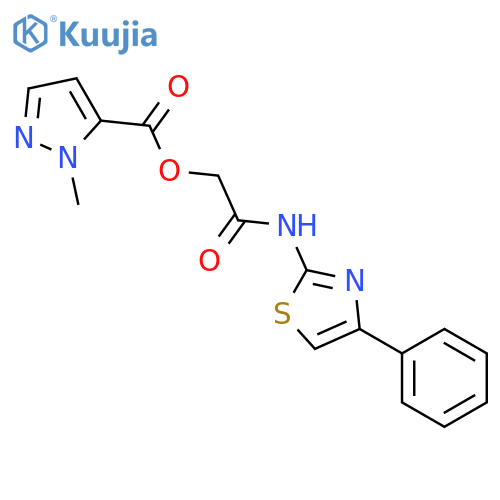 <br>2-oxo-2-[(4-phenyl-1,3-thiazol-2-yl)amino]ethyl 1-methyl-1H-pyrazole-5-carb oxylate structure