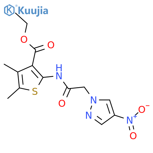 <br>ethyl 2-[({4-nitro-1H-pyrazol-1-yl}acetyl)amino]-4,5-dimethyl-3-thiopheneca rboxylate structure