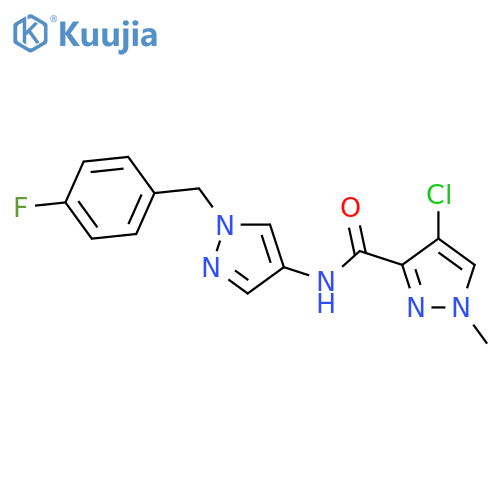 <br>4-chloro-N-[1-(4-fluorobenzyl)-1H-pyrazol-4-yl]-1-methyl-1H-pyrazole-3-carb oxamide structure
