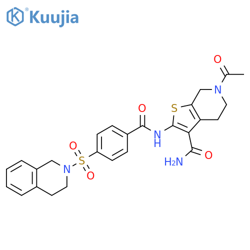 6-acetyl-2-4-(1,2,3,4-tetrahydroisoquinoline-2-sulfonyl)benzamido-4H,5H,6H,7H-thieno2,3-cpyridine-3-carboxamide structure