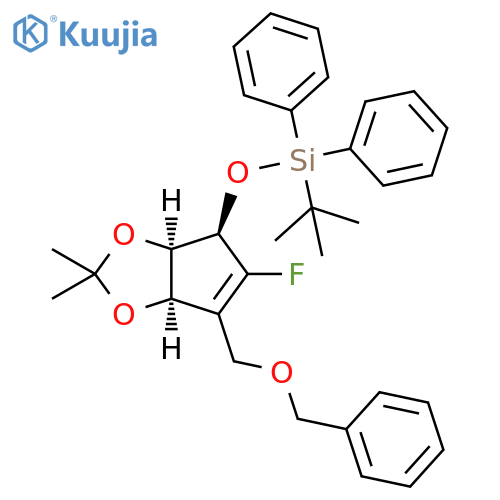 4H-Cyclopenta-1,3-dioxole, 4-[[(1,1-dimethylethyl)diphenylsilyl]oxy]-5-fluoro-3a,6a-dihydro-2,2-dimethyl-6-[(phenylmethoxy)methyl]-, (3aR,4R,6aR)- structure