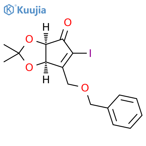 4H-Cyclopenta-1,3-dioxol-4-one, 3a,6a-dihydro-5-iodo-2,2-dimethyl-6-[(phenylmethoxy)methyl]-, (3aR,6aR)- structure