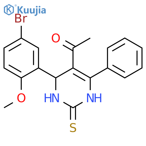 <br>1-[4-(5-Bromo-2-methoxy-phenyl)-6-phenyl-2-thioxo-1,2,3,4-tetrahydro-pyrimi din-5-yl]-ethanone structure