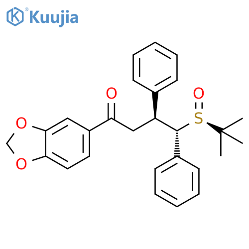 1-Butanone, 1-(1,3-benzodioxol-5-yl)-4-[(R)-(1,1-dimethylethyl)sulfinyl]-3,4-diphenyl-, (3S,4S)-rel- structure